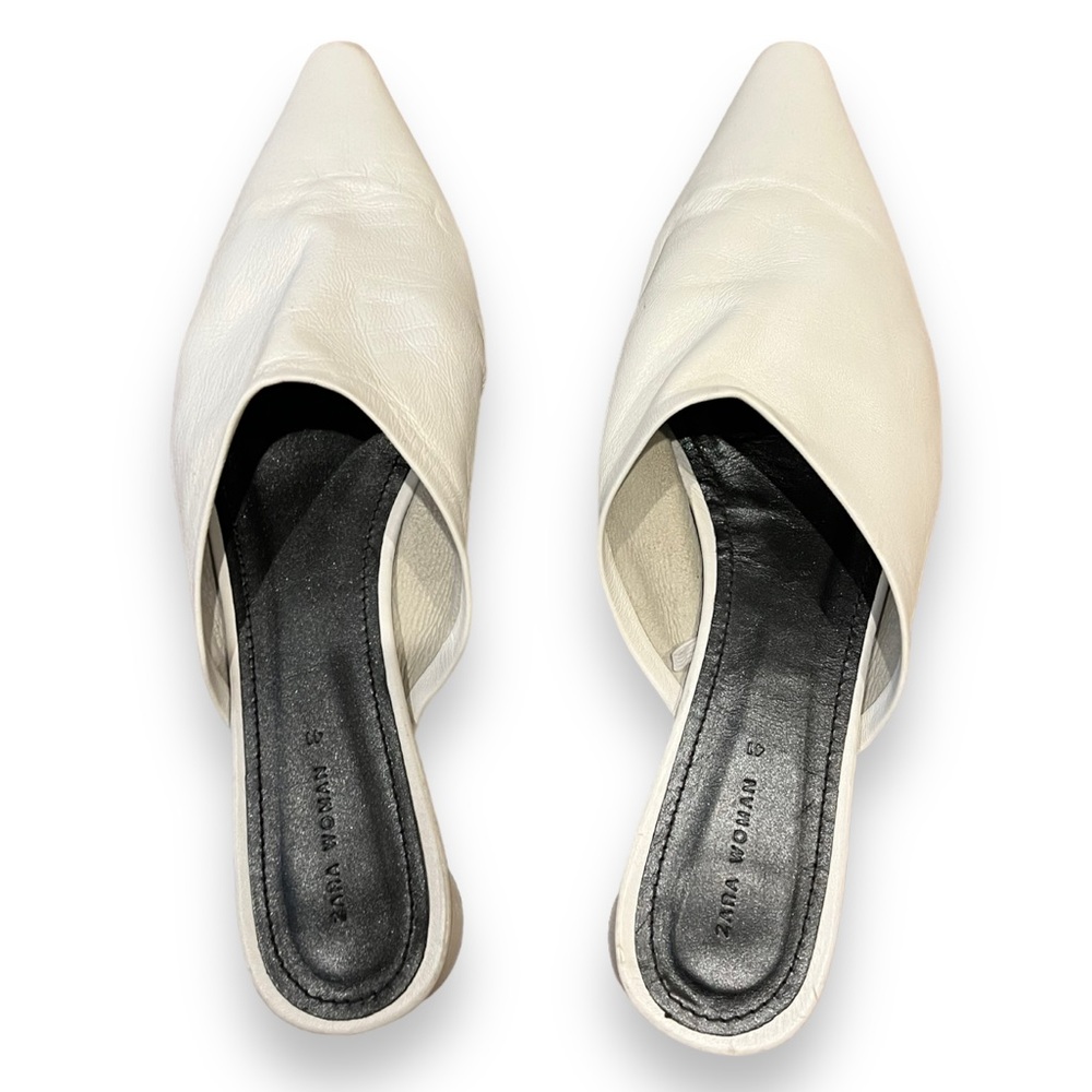Zara White Mules